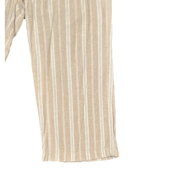 Gap Wide Leg Linen Blend Pants Women's Size Large Khaki Stripe Coastal Paper Bag - Picture 3 of 11